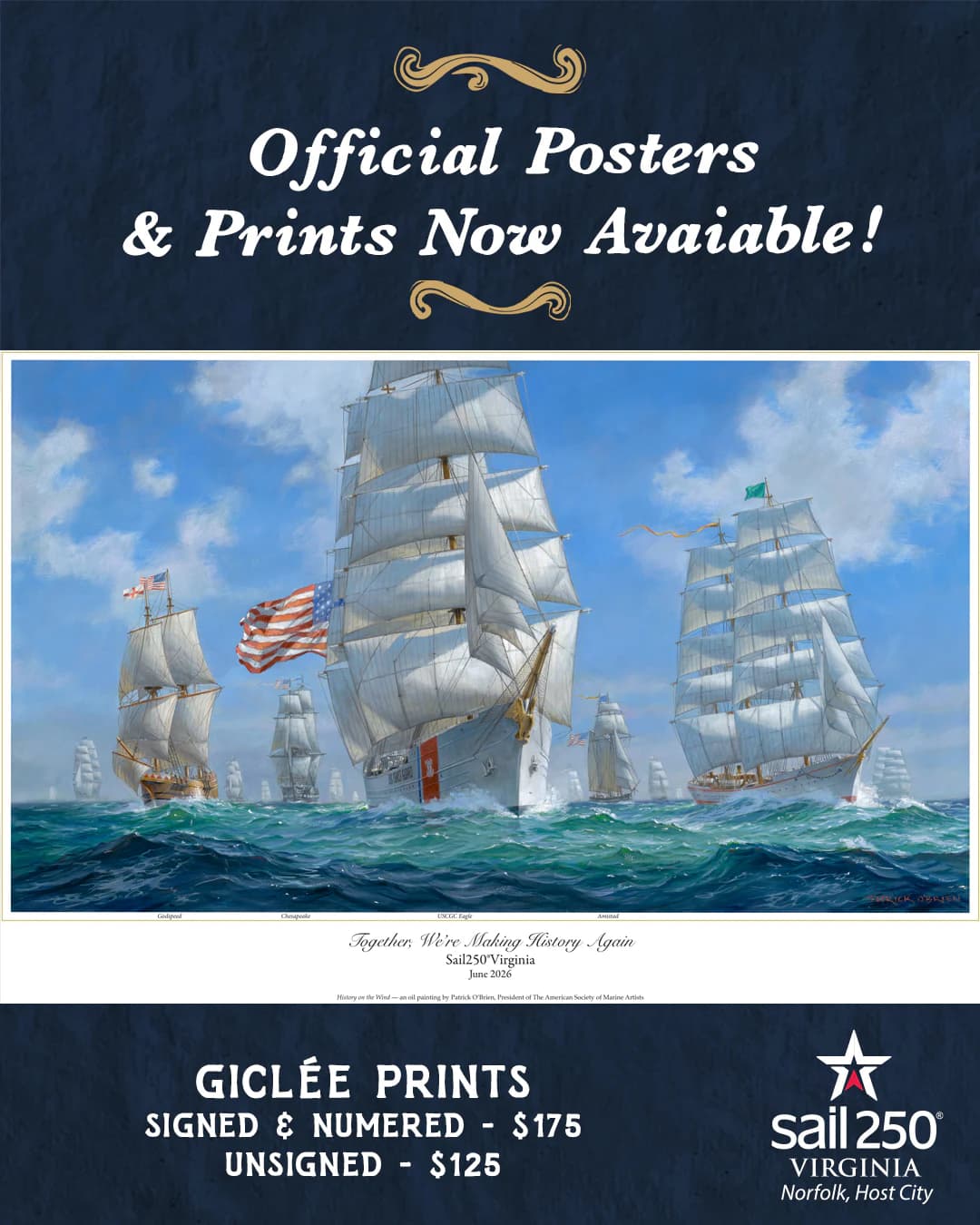 Signed and numbered giclée print of History on the Wind by Patrick O'Brien